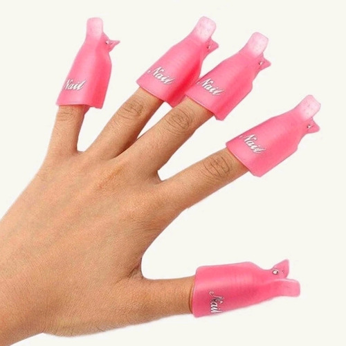 1cx Com 10 Clip Silicone P/ Remover Esmalte Polonês Dedeiras Cor Rosa