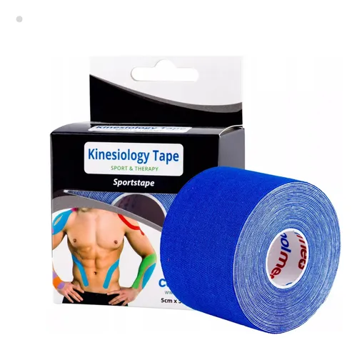 Cinta kinesiológica Genérica Fita bandagem fisioterapia color azul -