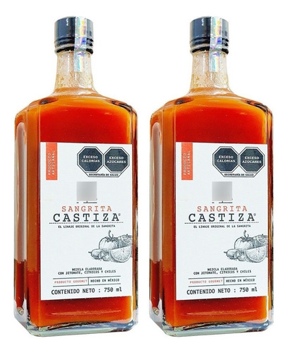 Dos Botellas Sangrita Casera Artesanal Castiza 750ml