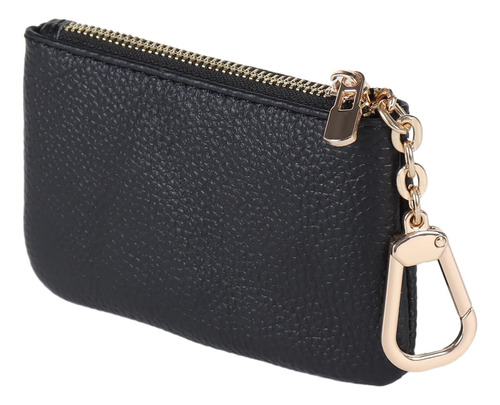 Monedero Cuero Genuino Con Llavero Unisex Negro