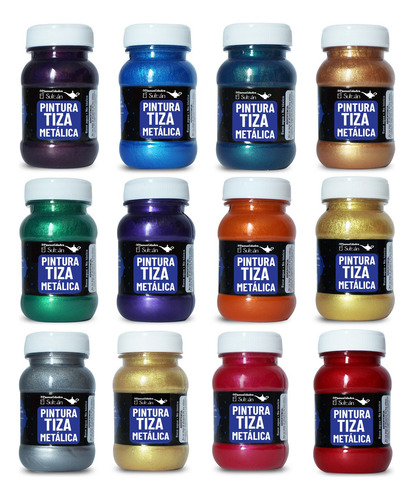 Pintura Tiza Metálica 12 Pz Pack El Sultán 100ml C/u Colores Color Variado