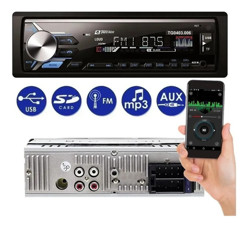 Rádio Mp3 Com Bluetooth Tiger Auto 4x45w Usb Sd Card Rca Aux