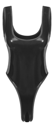 Body Tipo Catsuit Para Mujer, Corte De Charol Sin Entrepiern