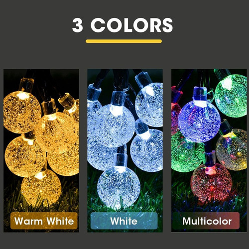 Wan 12 M Serie Navideña Solar Led Guirnalda De Luces Color