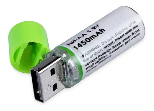 X2 Unidades Pilas Doble Aa Recargables Por Usb 1.2v 1450mah 