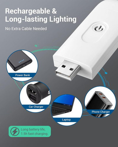 Luz De Libro Recargable Usb C/bloqueo De Luz Azul - White