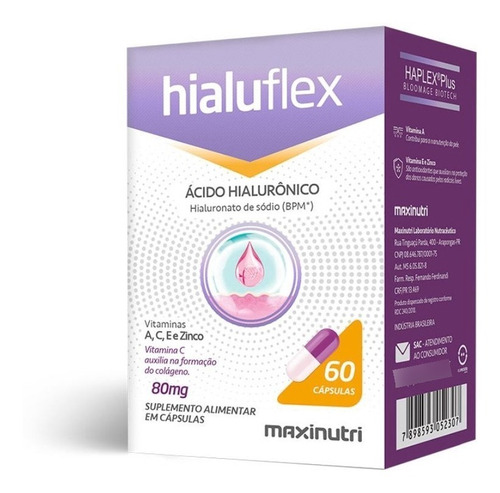 Hialuflex Ácido Hialurônico 60 Caps 80mg - Maxinutri
