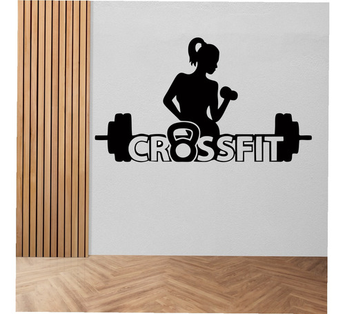 Vinilo Pared Decorativo Gym Crossfit Chica 100x58cm