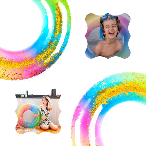 Boia Arco Íris Circular Glitter Criança Infantil Piscina
