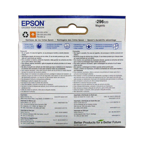 Cartucho Epson 296 Magenta Original Xp231 T296320 Vigente