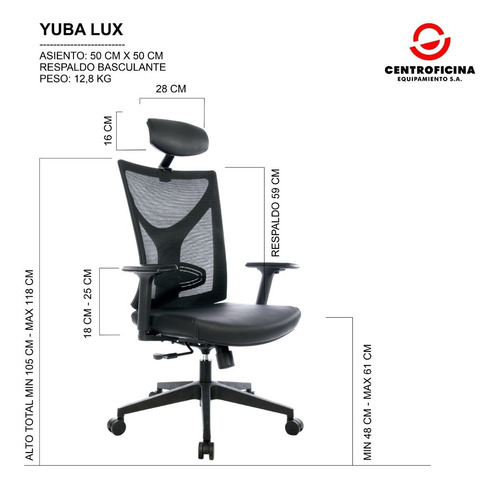 Silla Profesional Yuba Lux - Oficina Sillon Escritorio