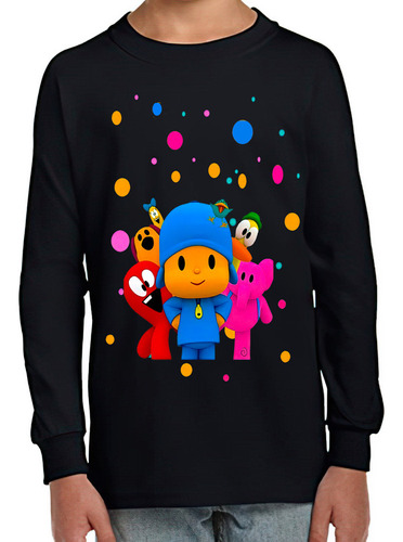 Polera Manga Larga Estampada 100%algodón Unisex Pocoyo 101