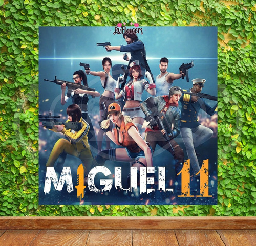 Lona Decorativa Freefire Cumpleaños Free Fire 1mt X 1 Mt