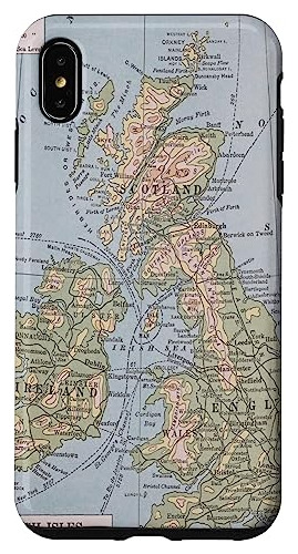 Funda Para iPhone XS Max Vintage British Isles Topography-02