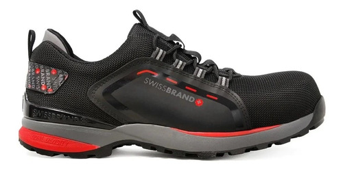 Tenis Swissbrand Con Casquillo Rojo/negro 0643 Bella Shoes