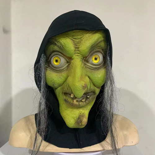 Máscara De Bruja Vieja De Látex Verde Espeluznante Para Hall