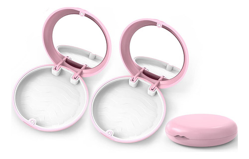 Estuche Alineador Y Retenedor 2 Piezas Rosa Con Espejo