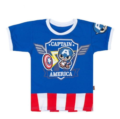 Camiseta Piticas Infantil - Capitão América Marvel Herói