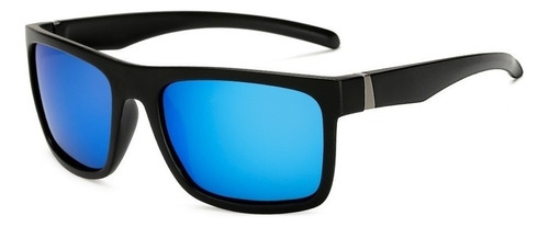 Óculos De Sol Polarizados Reis Sol Or009, Cor Azul Armação De Plástico Cor Preto, Lente Azul De Policarbonato Clássica