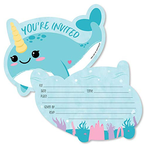 Narwhal Girl - Invitaciones De Relleno Forma - Bajo Mar...