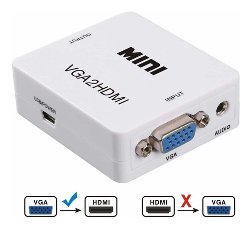 Conversor Convertidor Adaptador Vga A Hdmi Audio Cable Usb
