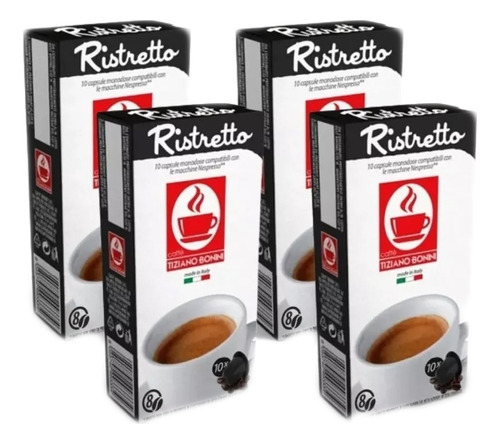 Cafe 10 Capsulas Ristretto Nespresso Caffe Bonini X4