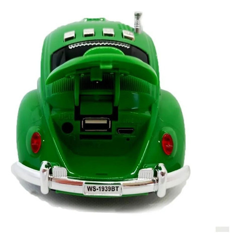 Caixa De Som Fusca Speaker Bluetooth Rádio Fm Usb Verde
