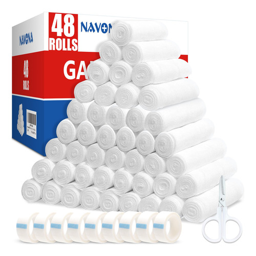 Paquete De 48 Rollos De Gasa, 4 Pulgadas X 4.1 Yardas, Gasa