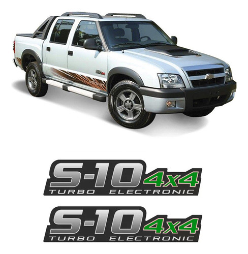 Adesivos 4x4 Turbo Eletronic Verde Chevrolet 2011 S10 Rodeio