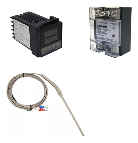 Controlador Temperatura + Sensor K + Relé Est. Sólido 25a
