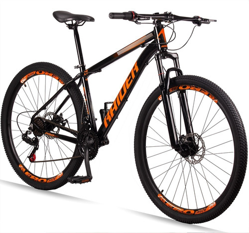 Bicicleta 29 Raider Z3x Pro 21 Marchas Freio A Disco Mtb Cor Preto/Laranja Tamanho do quadro 21