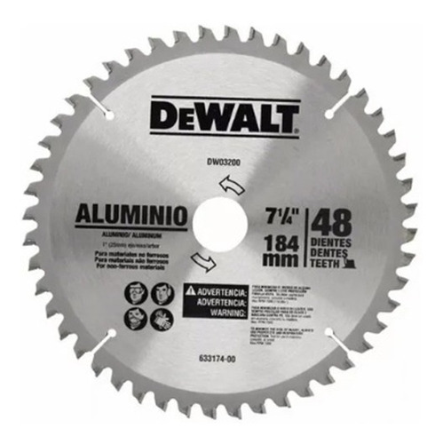 Disco Para Aluminio 48d 185mm Dwa03200