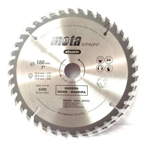 Hoja Sierra Circular Mota Para Madera 180mm 60 Dientes