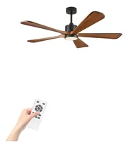 Comprar Ventilador Techo 5 Aspas Madera Sólida Nogal 52   Motor Dc