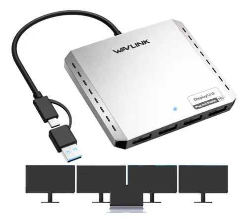 Hub Usb A/c Wavlink Para Displayport 4 Hdmi 4k/60hz Wlug7501