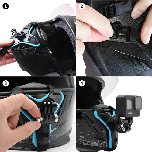 Suporte Para Capacete De Câmera Gopro Sjcam Celular E Ação Ajustável Queixo Compatível Moto Vlog Filmagem Acessório Universal Curvo
