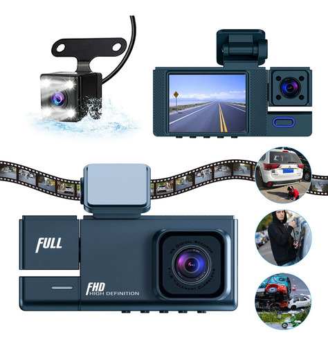 Camara De Auto Seguridad 1080p Hd Gran Angular 170°3 Cámaras