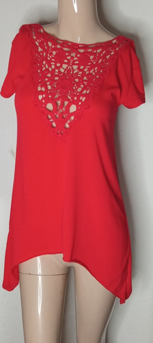 Blusa Roja Con Calado Adelante O Atrás Talle S/m  