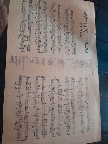 Partitura Derecho Viejo Tango Piano Arolas (Usado)
