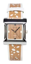 Comprar Reloj Mujer John L Cook Analogo Fashion 3519 Cuero Malla Marrón Claro Bisel Plateado Fondo Marrón Claro