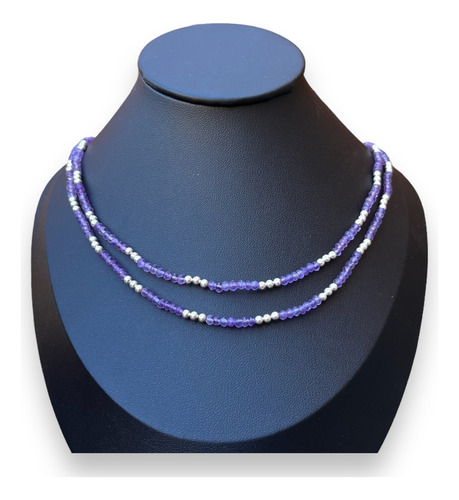 Collar Enjoyas Jewels Doble Plata 925 Amatista 45cm