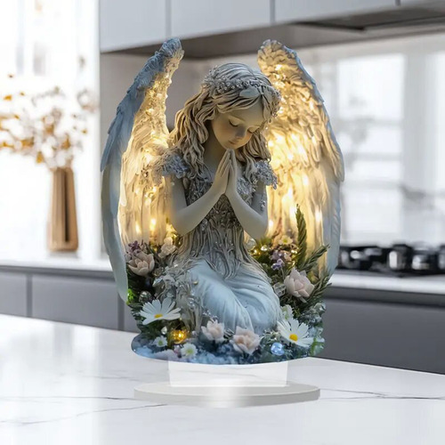 Estatua De Ángel De Oración, Decoración De Mesa Tranquila Y