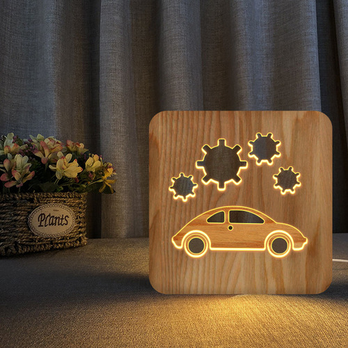 Luz De Escritorio Usb Led De Madera Con Luz Nocturna