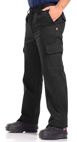 Pantalon Cargo Negro Trabajo Bolsillo Roca Talle 50