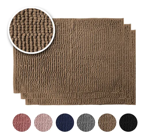 Kit 3 Tapete De Banheiro 60x40 Antiderrapante Macio Macarrão - R$ 43,35
