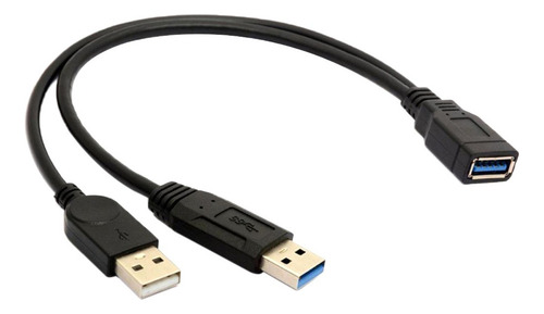 Negro Usb 3.0 Hembra A Doble Usb Macho De Alimentación Extra