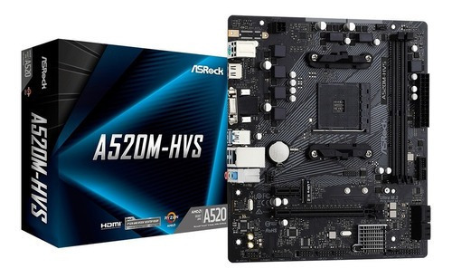 Placa Mãe Asrock A520m-hvs Som/video/hdmi/usb2.0/usb3.2/ddr4 Preto