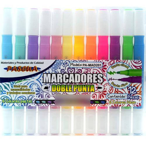 Marcador Doble Punta Neon Y Pastel 12 Piezas Pascua