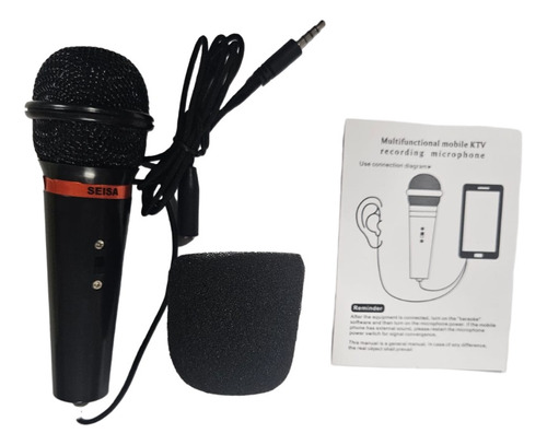 Micrófono Dinámico Karaoke Alámbrico Negro