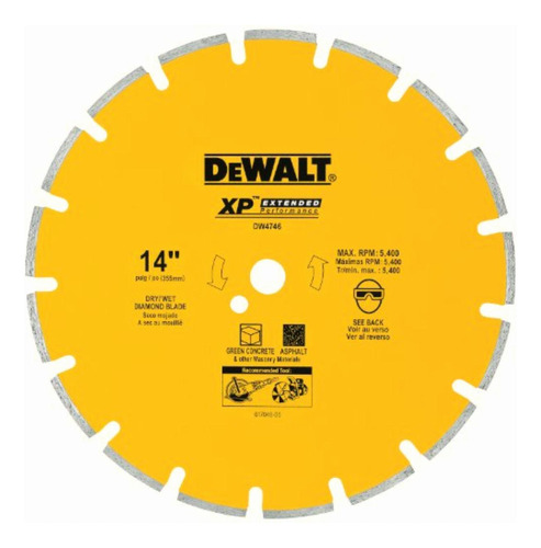 Dewalt Dw4746 Disco Diamantado Segmentado Xp 14 Pulgadas